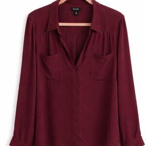 Torrid Button-Up Blouse Size 3 Wine Red Work Top 🍷✨